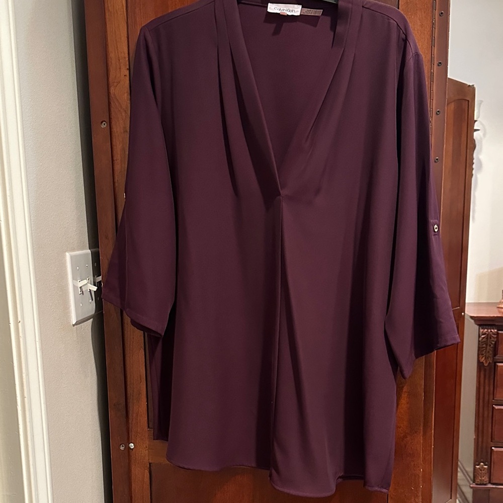 Calvin Klein Plum V-Neck Blouse